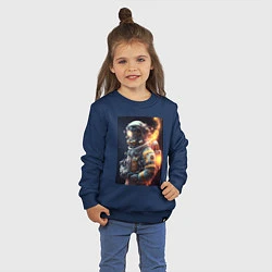 Свитшот хлопковый детский Астронавт покоряющий просторы вселенной, цвет: тёмно-синий — фото 2