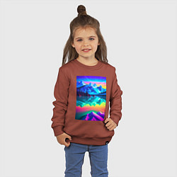 Свитшот хлопковый детский Горы отражаются в озере, цвет: кирпичный — фото 2