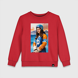 Свитшот хлопковый детский Мона Лиза - крайний нападающий, цвет: красный