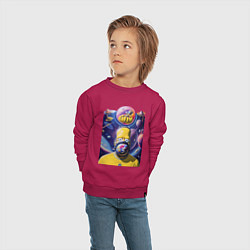 Свитшот хлопковый детский Гомер Симпсон титан - поглотил планету, цвет: маджента — фото 2
