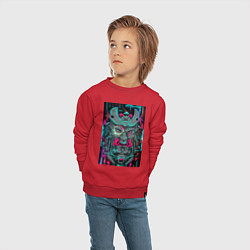 Свитшот хлопковый детский Маска из киберпанка, цвет: красный — фото 2