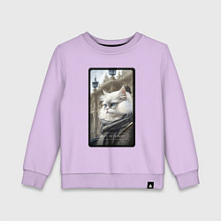 Свитшот хлопковый детский Санкт-Петербург котик, цвет: лаванда