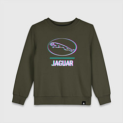 Детский свитшот Значок Jaguar в стиле glitch