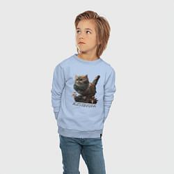 Свитшот хлопковый детский Мем - каламбур котобушек, цвет: мягкое небо — фото 2