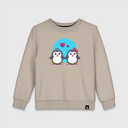 Свитшот хлопковый детский Penguins love, цвет: миндальный