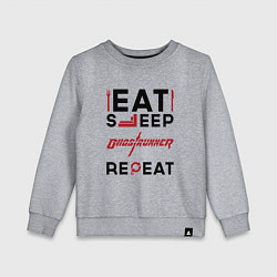 Свитшот хлопковый детский Надпись: eat sleep Ghostrunner repeat, цвет: меланж