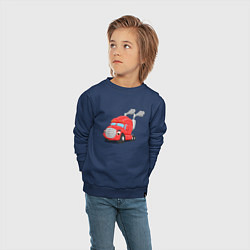 Свитшот хлопковый детский Красный мультяшный тягач, цвет: тёмно-синий — фото 2