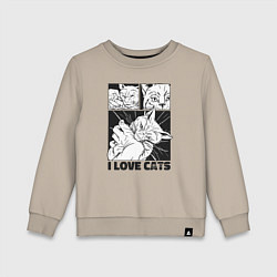 Детский свитшот I love cats comic