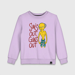 Свитшот хлопковый детский Suns out, guns out, цвет: лаванда