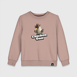 Свитшот хлопковый детский Chicken Gun illustration, цвет: пыльно-розовый