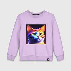 Свитшот хлопковый детский Милый котик с большими глазами, цвет: лаванда