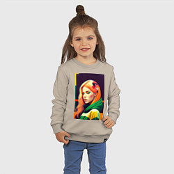 Свитшот хлопковый детский Поп арт девушка в японском стиле, цвет: миндальный — фото 2