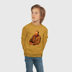 Свитшот хлопковый детский Ф Достоевский, цвет: горчичный — фото 2