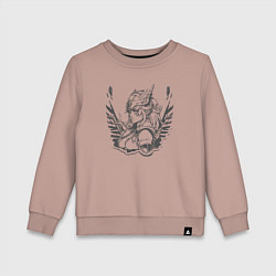 Свитшот хлопковый детский Девушка валькирия, цвет: пыльно-розовый