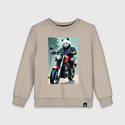 Свитшот хлопковый детский Panda - cool biker, цвет: миндальный
