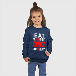 Свитшот хлопковый детский Надпись eat sleep DayZ repeat, цвет: тёмно-синий — фото 2