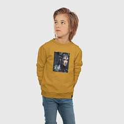 Свитшот хлопковый детский Девушка дзен-киборг, цвет: горчичный — фото 2