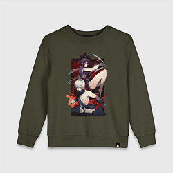 Свитшот хлопковый детский Gabi and Yuzuriha, цвет: хаки
