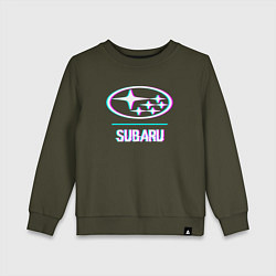 Детский свитшот Значок Subaru в стиле glitch
