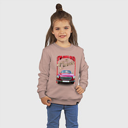 Свитшот хлопковый детский Классика автомобиль Volvo P1800, цвет: пыльно-розовый — фото 2