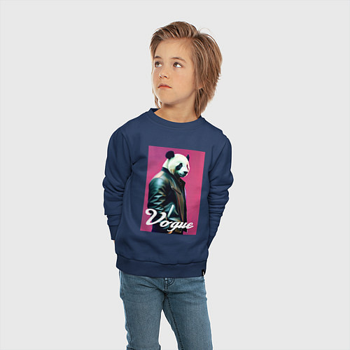 Детский свитшот Панда - модный чувак / Тёмно-синий – фото 4