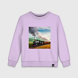 Свитшот хлопковый детский Ретро поезд, цвет: лаванда