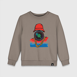 Свитшот хлопковый детский Hip hop vinyl, цвет: утренний латте