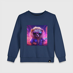 Детский свитшот Еж в очках и неоновом свете