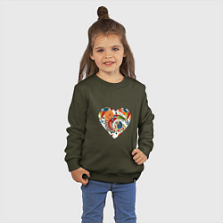 Свитшот хлопковый детский Сердце с абстрактным узором, цвет: хаки — фото 2