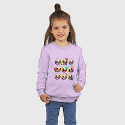 Свитшот хлопковый детский Значки на Мэйси Пины Бравл Старс Maisie, цвет: лаванда — фото 2