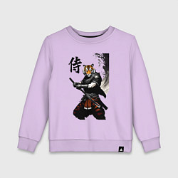Свитшот хлопковый детский Тигр самурай - иероглиф, цвет: лаванда