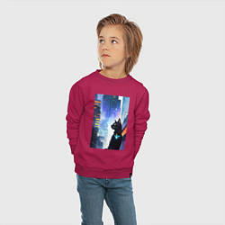 Свитшот хлопковый детский Black cat - a resident of the metropolis - New Yor, цвет: маджента — фото 2