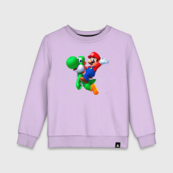 Свитшот хлопковый детский Марио на Йоши, цвет: лаванда