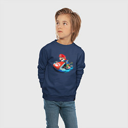 Свитшот хлопковый детский Марио на машине, цвет: тёмно-синий — фото 2