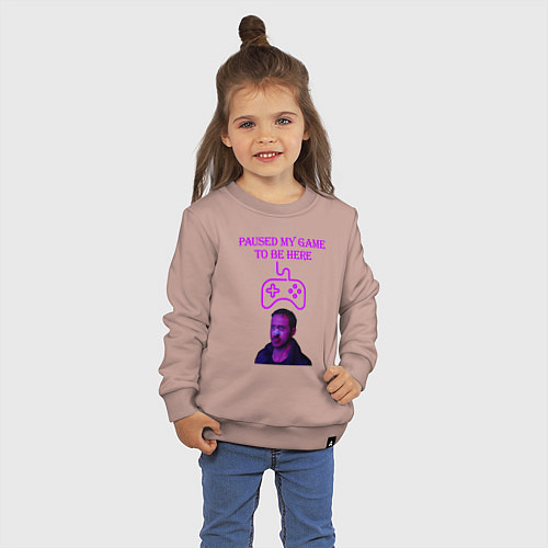 Детский свитшот Paused my game to be here / Пыльно-розовый – фото 3