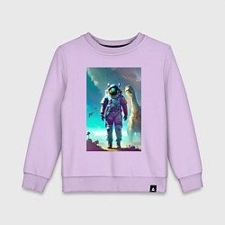 Детский свитшот Космонавт на планете динозавров - нейросеть