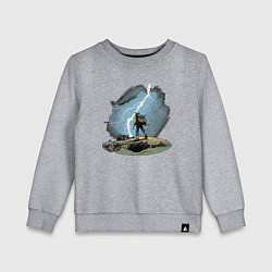 Свитшот хлопковый детский Дурак на холме ловит молнию, цвет: меланж