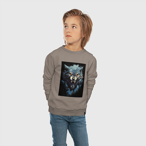 Детский свитшот Серый волк и синии брызги / Утренний латте – фото 4