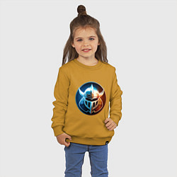Свитшот хлопковый детский Шлем викинга с забралом, цвет: горчичный — фото 2
