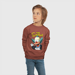 Свитшот хлопковый детский Krusty the clown, цвет: кирпичный — фото 2