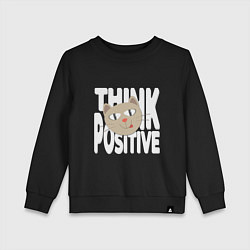 Детский свитшот Забавный кот и надпись Think positive