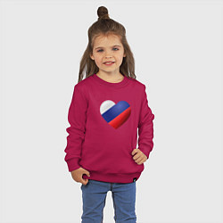 Свитшот хлопковый детский Флаг России в сердце, цвет: маджента — фото 2
