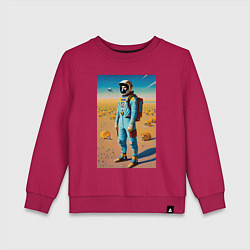 Свитшот хлопковый детский Космонавт на планете синеглазых капибар, цвет: маджента