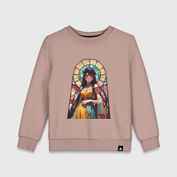 Свитшот хлопковый детский Ай хоширо - витраж, цвет: пыльно-розовый