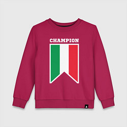 Свитшот хлопковый детский Италия чемпион, цвет: маджента