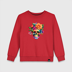 Детский свитшот Череп с цветами в мексиканском стиле
