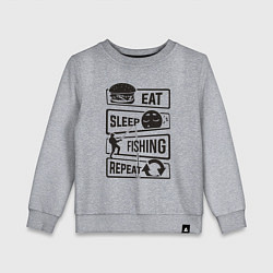 Детский свитшот Eat sleep fishing repeat