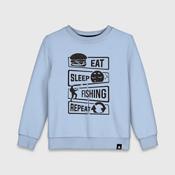 Свитшот хлопковый детский Eat sleep fishing repeat, цвет: мягкое небо