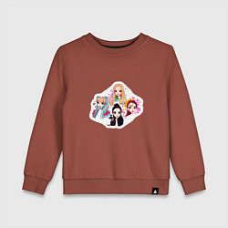 Свитшот хлопковый детский Четверо из Black Pink, цвет: кирпичный