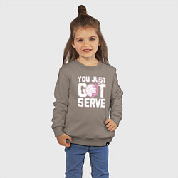 Свитшот хлопковый детский Just got serve, цвет: утренний латте — фото 2